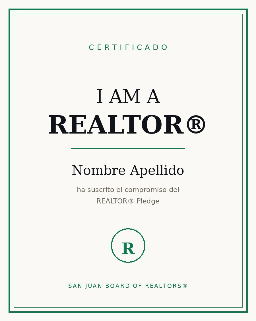 Certificado REALTOR® — Nombre Apellido
